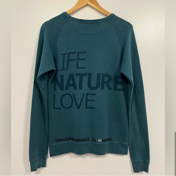 🔥Free City You + Me Exploded Life Nature Love Crew Neck Sweatshirt Teal S🔥 - Picture 7 of 16